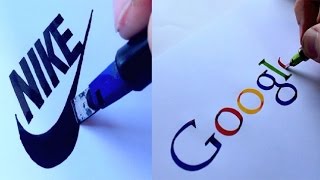 AMAZING CALLIGRAPHY DRAWINGS - FAMOUS BRANDS LOGOS 2018