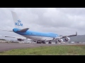 KLM - Boeing 747 Take Off Blasts Rock into Cameraman's Forehead