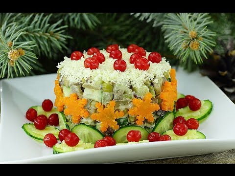 Салат из сердца и грибов с