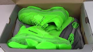 Balenciaga Triple S Neon Green Unboxing Review