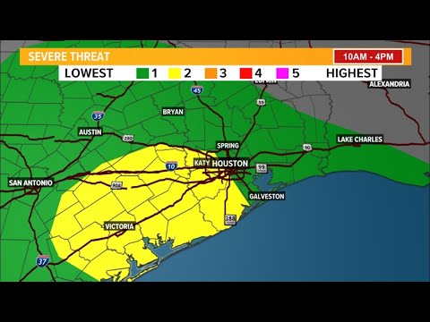 Play this video Houston weather Strong to severe storms possible today