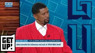 Jalen Rose dons iconic NBA draft suit | Get Up! | ESPN Jalen Rose dons iconic NBA draft suit | Get Up! | ESPN