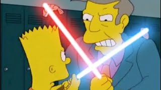 Bart Vs Skinner With Lightsabers
