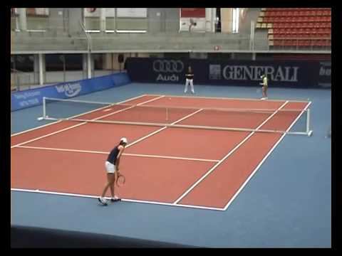 Katarina Srebotnik ＆ 杉山愛 practice Linz 2008 5