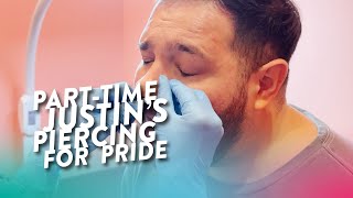 Part-Time Justin Gets Pierced for Pride Month