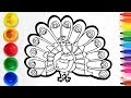 How To Drawing Peacock coloring and drawing for Kids, Toddlers | CK TV♡°