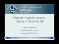 Vendors, Payables Invoices, and Checks in Dynamics GP