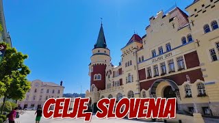 Celje, Slovenia. Walking Tour In The Town Of The Counts Of Celje. Old Town And Beautiful Nature 4K