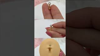 Threadless Anium Belly On Ring With Bezel-Set Cz & Floating Convex Base