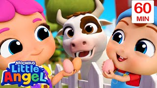 Meet Farm Animals 🐏🐄🐔 | Little Angel | Kids Cartoons & Nursery Rhymes | Moonbug Kids
