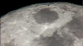 UFO Space Craft Flying Across the Full Moon Surface