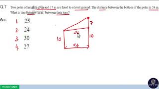 Two Poles Of Height 10 And 17 Are Fixed To The Level Ground. The Distance Between To The Bottom Of T