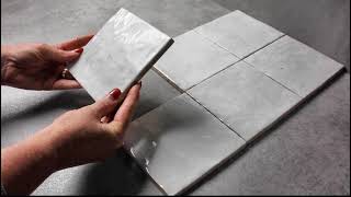 Gris Nuage Grey Gloss - La Riviera 132X132 Ceramic Square Wall Tiles