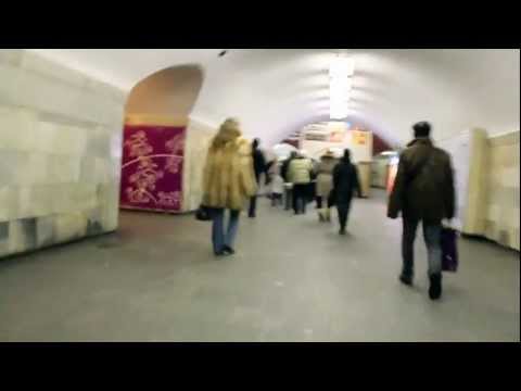 Leaving the subway in Kiev, Ukraine
