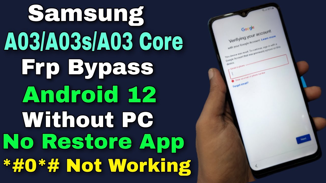 Without PC-Samsung A03/A03S/A03 Core Frp Bypass/Unlock Without PC-Samsung A03/A03S/A03 Core Frp Bypass/Unlock