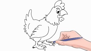 how to draw a hen easy step by step
