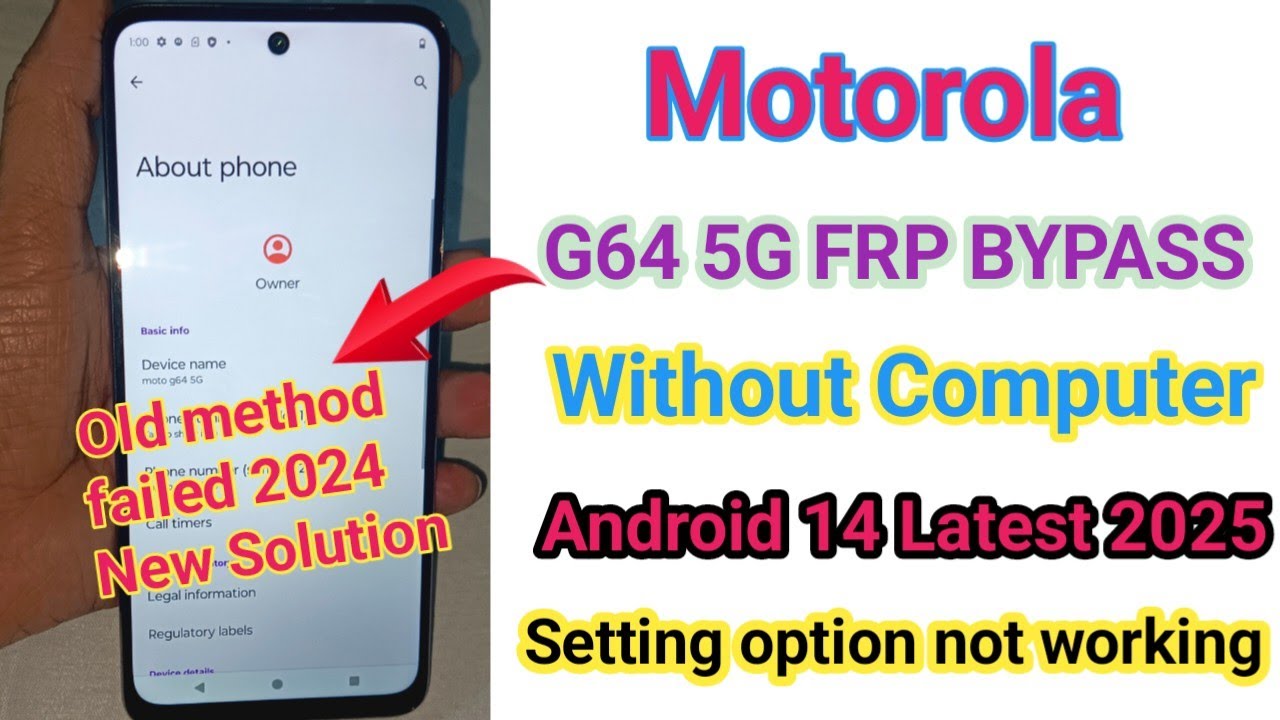Motorola G64 5G Android 14 FRP BYPASS Setting Not Open Motorola G64 5G Android 14 FRP BYPASS Setting Not Open