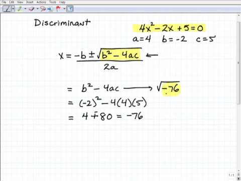 video explains the discriminant and types of roots to a quadratic equation video explains the discriminant and types of roots to a quadratic equation