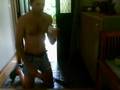Scrubbing the Genkan in a Japanese House