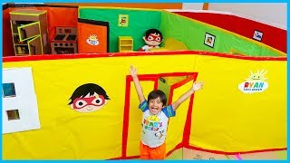 Ryan Pretend Play Giant Mansion Box Fort House Tour