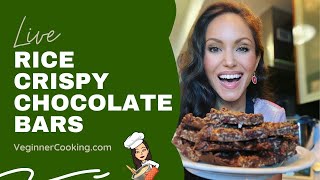 Rice Crispy Chocolate Bars ~ Easy Vegan Dessert Recipe • 𝑳𝒊𝒗𝒆 𝑪𝒐𝒐𝒌𝒊𝒏𝒈 𝑪𝒍𝒂𝒔𝒔 | VeginnerCooking.com