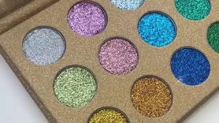Ruby May Cosmetics- 18 Color Glitter Palette Swatches By Madelynnskye