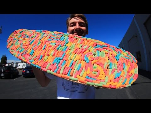 SOUR GUMMY WORM SKATEBOARD!