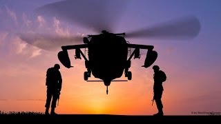 Black Hawk Helicopter Rising In The Sunset - Free Use