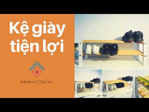 Kệ giày dép gỗ 2 tầng - kệ giày trẻ em (Chân Trắng)