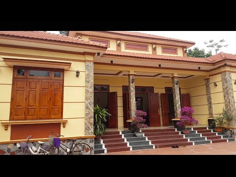 Biệt thự nhà vườn mái thái hình chữ U nhà nông thôn mới chi phí xây dựng 1,8 tỷ