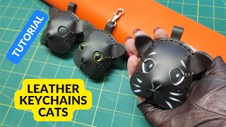 Leather Cat Keychain Pattern. Diy Leather Cats.