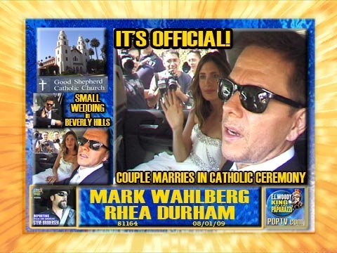Saturday afternoon we caught Mark Wahlberg exiting his wedding to long time 