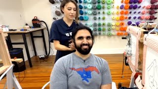 Esfand Finesses Sasha Into Styling His Hair