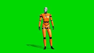 I Robot Looks Around - 3D Animation - Green Screen - Free Use