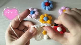 Papatya Çiçek, Örgü Püf Çiçek,Crop Hırka Çiçeği, Lif Çiçeği
