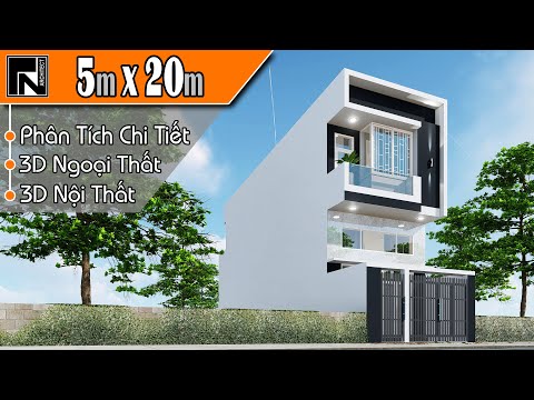 TNA125 - Mẫu nhà ống 2 tầng đẹp có lửng 5x20m với 3 phòng ngủ | Kiến trúc TN