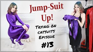 Jumpsuit Up No.13 Testing Tight Stretch Catsuit In Purple From Hirogato