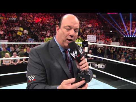 Triple H accepts Brock Lesnar's Steel Cage Match challenge then Pedigrees Paul Heyman: Raw, April 22 Triple H accepts Brock Lesnar's Steel Cage Match challenge then Pedigrees Paul Heyman: Raw, April 22