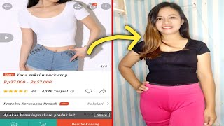Nyobain Crop Top U Neck Kaos Ketat Wanita Buat Santai
