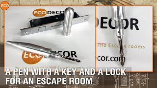 A pen with a key and a lock for an escape room (simple mechanical puzzle)