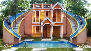 Build Creative Modern Water Slide Park To Swimming Pool With Beautiful Villa House Design In Forest