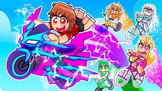 Op Speed Runner Vs Hunters In Bike Obby With My Crazy Fan Girls...