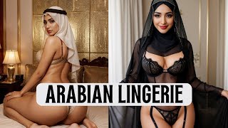 AI Lookbook [4K] - Arabian Glamour Black Lingerie and Hijabs Fusion (AI ART Fash