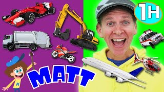 Matt Spells Vehicles A To Z! 1 Hour Of Songs! Transportation, Learn English Kids And More!