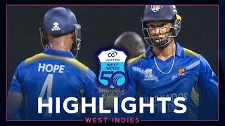 CG United Super50 2022 | Leeward Islands Hurricanes v Barbados Pride | Shai Hope Hits 88