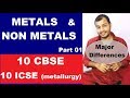 Metals and Non Metals || 10 CBSE CHEMISTRY ||  10 ICSE || Difference between metals and non metals |