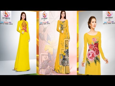 ALBUM 44 MẪU ÁO DÀI MÀU VÀNG ĐẸP KIÊU SA THỜI TRANG 2019 💘 Vải Áo Dài S