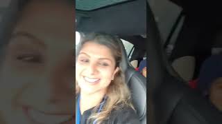 Actress Rambha Enjoying Rain With Children