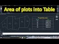 How find area in autocad and convert into table