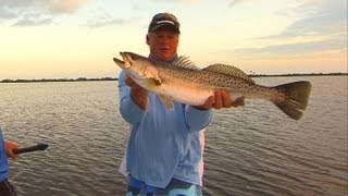 Big TROUT fishing on topwater plugs in Mosquito Lagoon Florida